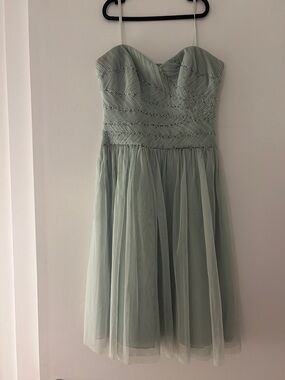 BCBGMaxAzria Mint Green Strapless Sweetheart Tulle Cocktail Dress